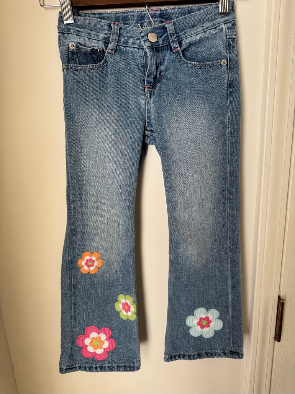 Gymboree Light Blue Denim Jeans with Floral Patches Size 6